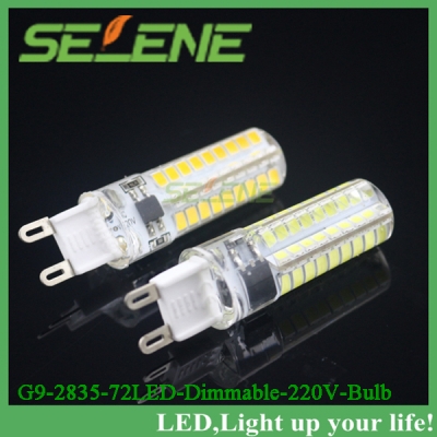 1pcs dimmable g9 led lamp light 9w 220v dimming 2835 smd 72leds led corn bulb silicone lamps dimmer droplight lighting [g9-lamp-3530]