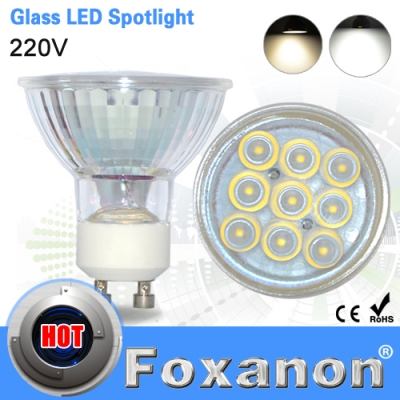 2015 new gu10 glass lamp body led spotlight 2835 smd 220v 3w 120 degree lens spot light bulb downlight lighting 10pcs/lot
