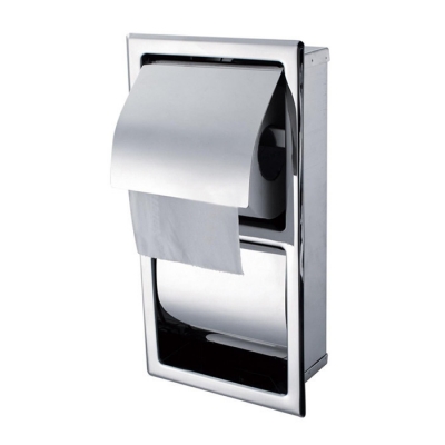 304 stainless steel into wall toilet paper holder box toilet double paper box tissue box sb100-2 [all-in-one-989]