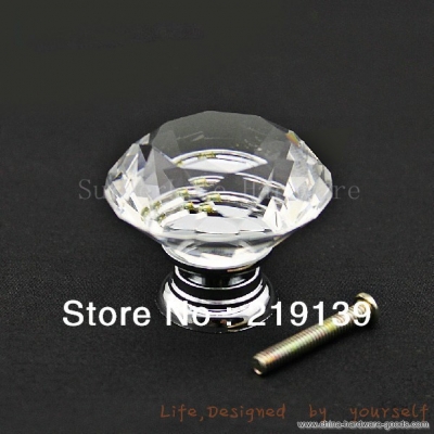 50pcs 30mm clear crystal diamond cabinet kids glass dresser knobs drawer pulls and handles kitchen door wardrobe [Door knobs|pulls-2376]