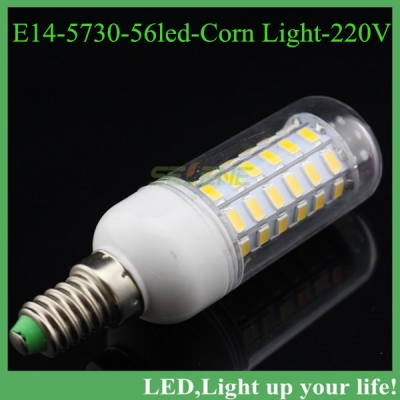 56leds smd 5730 18w led corn light bulb lamp, 220v e14 5730smd led bulb warm white /white, ,10pcs/lot
