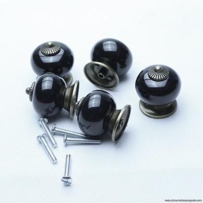 5pcs black ceramic door knob cabinet drawer furniture cupboard pull handle clsl [Door knobs|pulls-179]