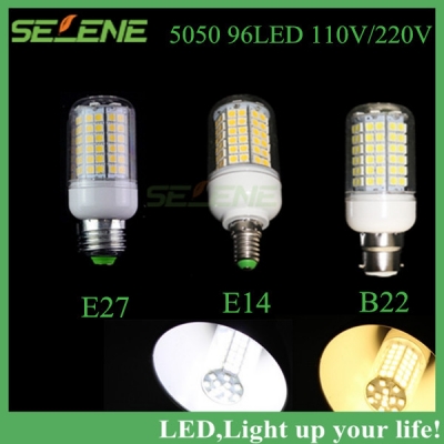6pcs 5050 smd corn led bulb cob light e27/e14/b22 led lamps ac110v/220v solar downlight 96leds lamp for home light [smd5050-8687]