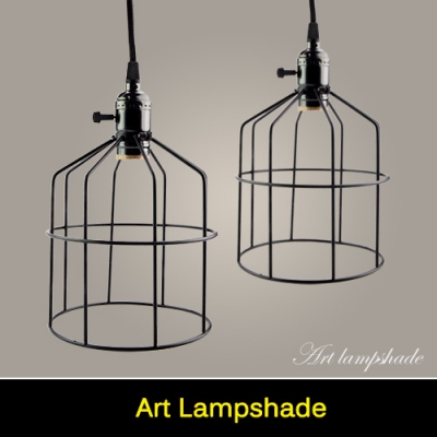 art deco vintage industrial antique metal iron cage pendant light factory wire steel lampshade lamps cover guard e27 220v [art-pendant-light-1248]