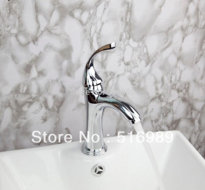 bathroom surface mount single hole chrome finish faucet waterfall tap tree345 [bathroom-mixer-faucet-1664]