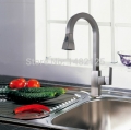 brass nickle brushed pull-out kitchen faucet