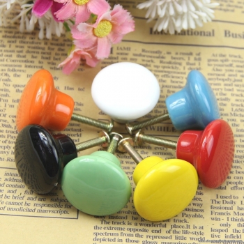 ceramic candy color round cabinet cupboard drawer wardrobe knob pull handle