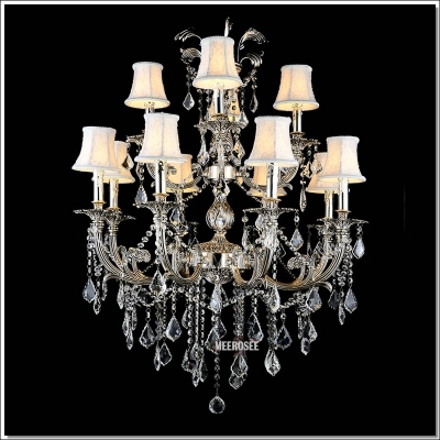 classic 12 arms silver or gold crystal chandelier lighting fixture lustre crystal hanging lamp with k9 crysta md88061 [alloy-chandeliers-1083]