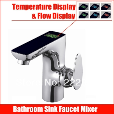 copper sink led temperature controlled faucet handle bathroom basin mixer water tap torneira banheiro grifos lavabo lanos hansa [deck-mounted-basin-faucets-2905]