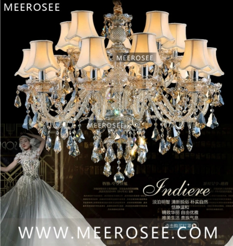 crystal chandelier meerosee el lighting cognac glass chandelier elegant cristal lustres with lampshades 15 lights md3148