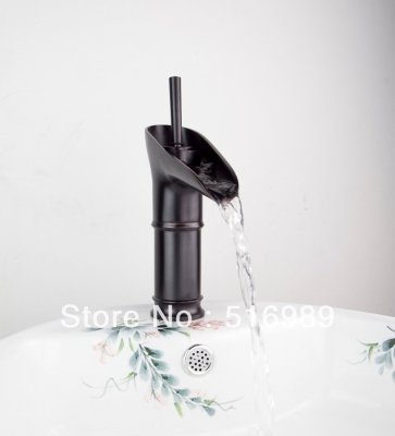 deck mount single handle dark oil rubbed bronze waterfall wash basin faucet lavatory mixer taps tree673