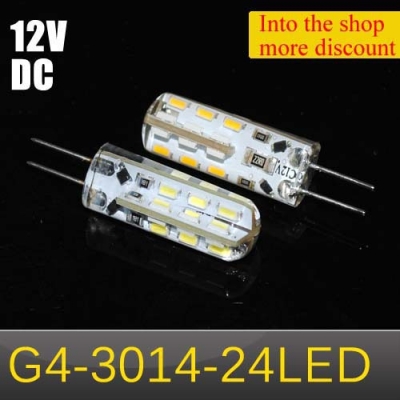 dimmable led lamps 3w g4 3014 smd 24leds droplight silicone led bulb dc 12v crystal chandeliers non-polar light 5pcs [g4-base-type-series-3348]