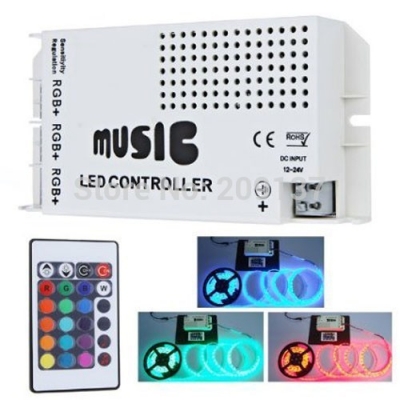 /fedex 10pcs/lot, dc12v 108w / dc 24v 216w rgb music controller for rgb led strip with 24keys remote [led-controller-5051]