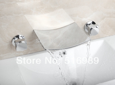 good quality waterfall wall mounted 3 pcs chrome bathtub faucet set 19b [3-pcs-bathtub-faucet-set-594]