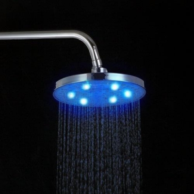 hello 8 inch colorful color rgb led light rainfall top round shower head bath