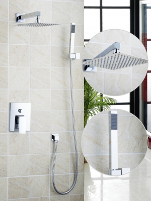 hello bathroom shower chuveiro set solid brass 10" utral-thin shower head 50224-43b/123 rain shower set with abs hand shower