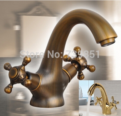 high-grade classic dual swivel handles bathroom basin faucet cold mixer water tap for sink washing hydrovalve [deck-mounted-basin-faucets-2991]
