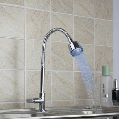 led spout solid brass kitchen sink faucet single handle swivel water outlet tap faucet dl8551-5 [kitchen-led-4224]