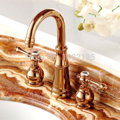 luxury golden 8 inch widespread basin faucet torneira [basin-faucet-123]