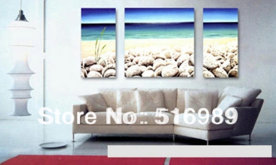 modern 3 pcs huge water beach water canvas decorative oil painting art bree007 [painting-7720]
