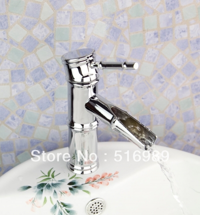 new brass single handle waterfall spout bathroom cold water wash basin mixer faucet tree267