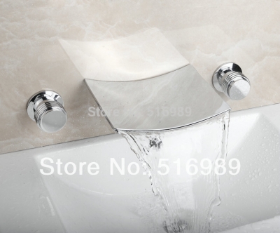 newly waterfall wall mounted 3 pcs chrome bathtub faucet set 19e [3-pcs-bathtub-faucet-set-615]