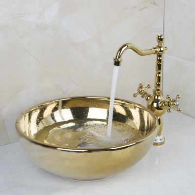 paint bowl sinks / vessel basins with washbasin ceramic basin sink & polished golden faucet tap set 46029836 [ceramic-basin-faucet-set-2272]