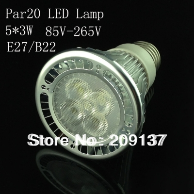 par20 led lamp e27 dimmable 5x3w 15w spotlight led light led bulbs 85v-265v energy saving