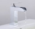polished basin sink waterfall tap, single lever single hole deck mounted basin waterfall faucet. mixer bf021