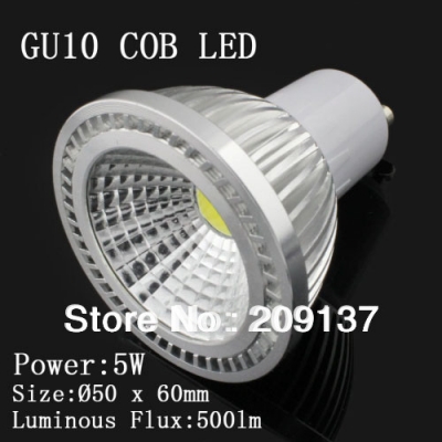 promotion!!! gu10 cob led spotlight bulbs 5w 60 degree ce & rohs 2 years warranty