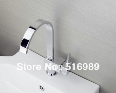 single handle brass chrome cold bathroom kitchen basin sink deck mount faucet mixer tap sam67 [kitchen-led-4242]