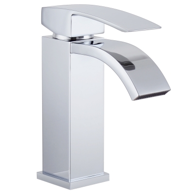 single handle waterfall bathroom vanity sink faucet with extra large rectangular spout chrome