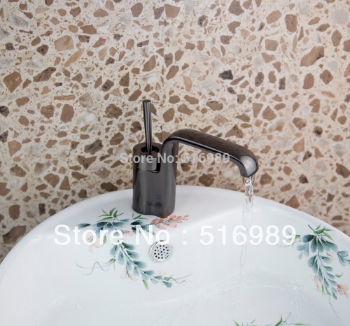 single handle waterfall deck mounted bathroom basin faucet nickel brushed tree907