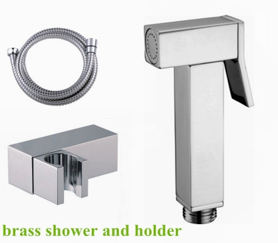 solid copper chrome women handheld shower with stainless steel hose with brass shower holder [bidet-faucet-2194]