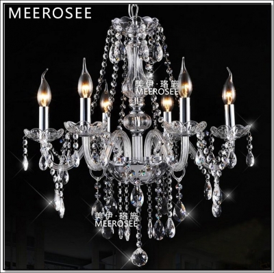 suitable for led bulbs vintage clear crystal chandelier glass lamp 6 arms lighting fixture with bead chains decor md3258