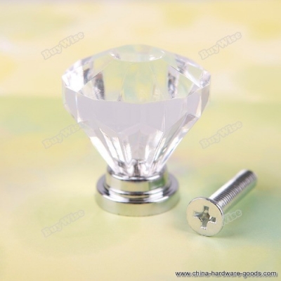 trademan 1pcs 32mm diamond shape crystal cupboard drawer cabinet knob pull handle #05