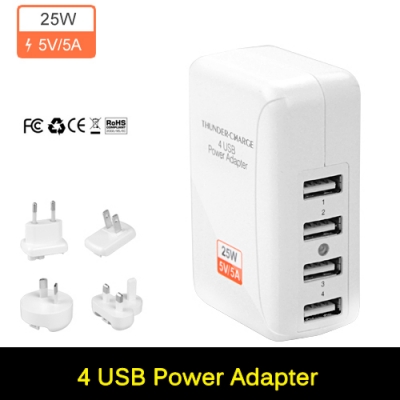 universal 25w 5a 4 port usb eu/us/uk/au plug portable usb home travel wall ac power charger adapter for iphone ipad samsung [usb-chargers-8953]