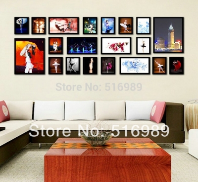 w25025/10 home decor wood picture pos creative combination wall mounted 20pcs set po frame [photo-frames-7635]
