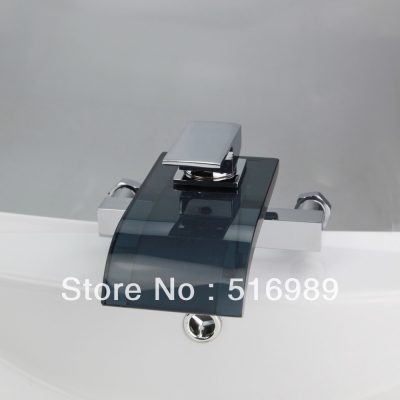 wall mount waterfall black glass newly brand bathroom polished chrome brass basin mixter tap sink faucet nb-035