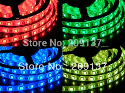 wareproof 5m warm white/cold white/red/blue/yellow/green 5050 smd led flexible strip light 300 leds 60led/m 5m/lot