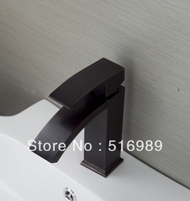 waterfall spout deck mount oil rubbed bronze solid brass bathroom sink basin tap faucet mixer sam59