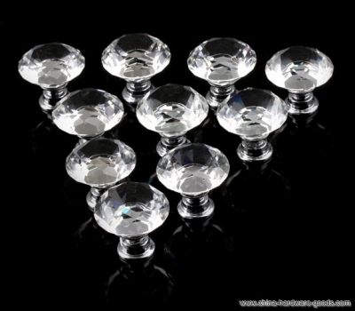 10pcs/lot 30mm diamond crystal glass door drawer cabinet furniture handle knob with screw