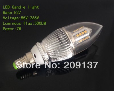 10pcs/lot high power!7w e14 led candle light ac85-265v warm white/cool white ce&rohs