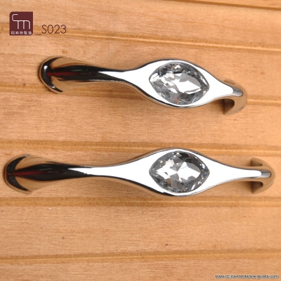 10pcs modern design k9 clear diamond glass handle with zinc alloy chrome metal part(c.c128mm) [Door knobs|pulls-1820]