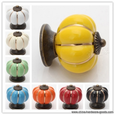10pcs pumpkin ceramic knob for kids/ children, kitchen ceramic door cabinets cupboard knob and handles dia 40mm