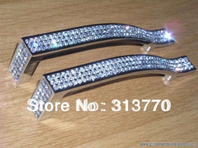 160mm chrome color k9 crystal glass furniture handles wardrobe and cupboard knobs drawer handle