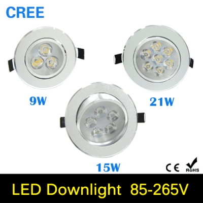 1pcs 9w 15w 21w ac85v-265v 110v / 220v led ceiling downlight recessed led wall lamp spot light with led driver for home lighting [led-downlight-5326]