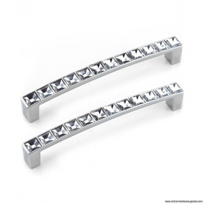 2 clear crystal glass zinc alloy cabinet drawer door pull handles 128mm