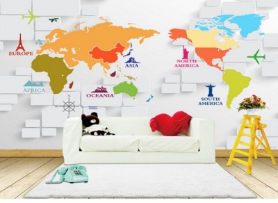 3d map of the world wallpaper murals,wall paper for living room beding room,3d papel de parede mapa mundi
