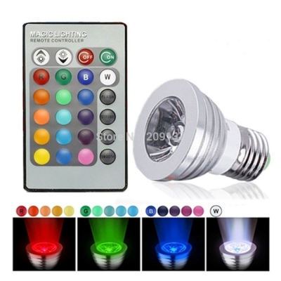 4w e27 rgb led bulb 16 color change lamp spotlight 110v 220v 230v for home party decoration with ir remote